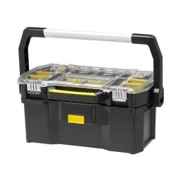 Produktbild: Stanley Werkzeugkoffer (56 x 32 x 25 cm, mit Organizeraufsatz, getrennt verwendbar, Koffer mit rostfreien Metallschließen, stabiler Koffer für Werkzeuge und Kleinteile) STST1-70317