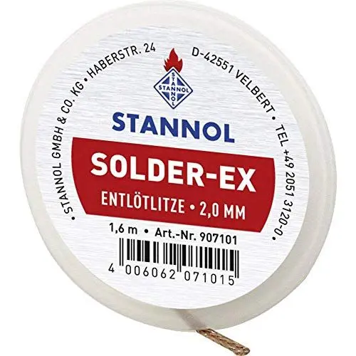 Produktbild: Stannol 907101 Entlötlitze Typ Solder-Ex 2,0mm x 1,6m, Rot