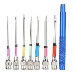 Produktbild: 8 Stück Punch Nadel Set, Sticken Stanznadel Kit Stickerei Punch Nadel Werkzeug Set mit Griff und 7 Stickstempelnadel, für Anfänger DIY Stickgarn Kreuzstich Nähen Handwerk Verzierung