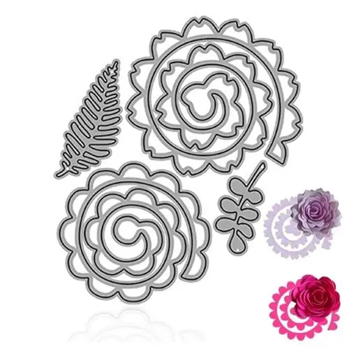 Produktbild: Stanzschablonen Blumen, 4 Stück Metall Prägeschablone Dreidimensionale 3D Stanzformen Prägeschablonen für Stanzmaschine für DIY Dekor Scrapbooking Papierhandwerk Fotopapier