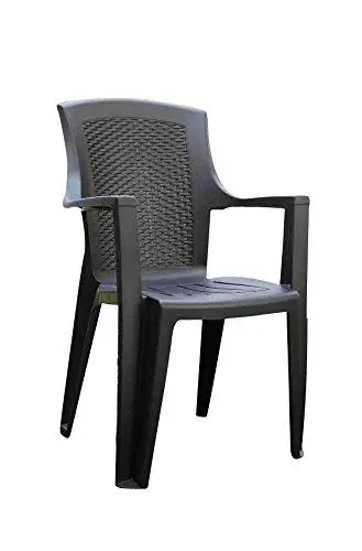 Produktbild: Stapelbarer Stuhl mit hoher Rückenlehne, Rattaneffekt, Made in Italy, 60 x 62 x 89 cm, Farbe Anthrazit