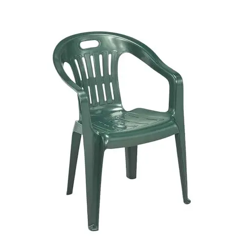 Produktbild: Stapelbarer Stuhl mit niedriger Rückenlehne und Armlehnen, Made in Italy, 56 x 55 x 78 cm, Farbe Grün