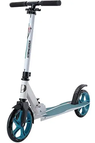 Produktbild: STAR SCOOTER Aluminium Kick Scooter Kinder Tret Roller für Jungen und Mädchen ab 7 Jahre | Big 205mm Wheel mit Wave Trittbrett auch für Erwachsene | Weiß