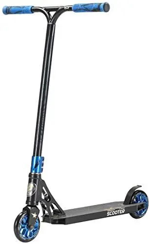 Produktbild: STAR SCOOTER Professional Freestyle Kick Stunt Scooter ab 8 Jahre | 120mm ABEC-9 Lager Alu Kinder City Roller mit HIC für Fortgeschrittene | Schwarz Blau