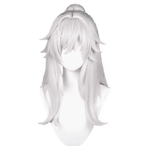 Produktbild: Honkai: Star Rail Jingyuan Cospaly Perücke Silber Weiß mit Tiger Clip Lange Haare für Erwachsene Frauen Männer Halloween Weihnachten Cosplay Stage Play Verwenden