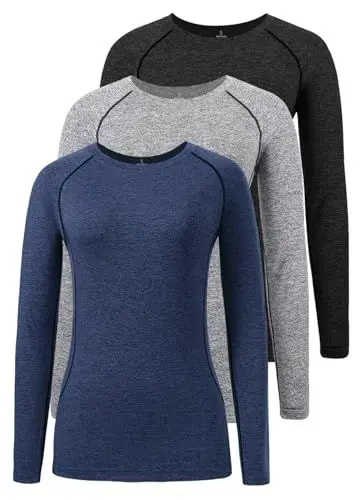 Produktbild: Star Vibe 3 Stücke Longsleeve Damen Tshirt Damen Langarm Sport Shirts Langarmshirts Für Damen Langarmshirt Damen Funktionsshirt Black/Gray/Navy M