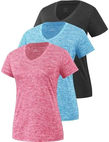 Produktbild: Star Vibe 3 Stücke Sport Shirts Für Damen Fitness Yoga Tshirt Damen Atmungsaktive Women's Activewear Yoga Kurzarm Black/Blue/Rose S