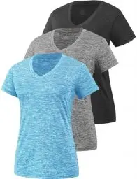 Produktbild: Star Vibe 3 Stücke Sport Shirts Für Damen Fitness Yoga Tshirt Damen Atmungsaktive Women's Activewear Yoga Kurzarm Black/Grey/Blue S