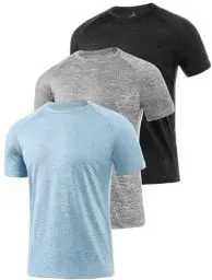 Produktbild: Star Vibe 3 Stücke trockene T-Shirts für Herren Schwitzen Sport T-Shirts Sport Fitness-Sportkleidung Kurze Ärmel Fitness-Studio Sport-Shirt Black/Light Grey/Blue XL