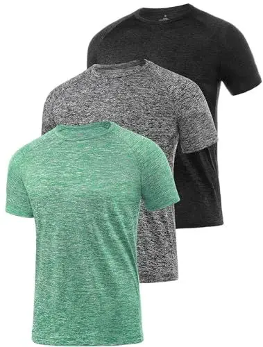 Produktbild: Star Vibe 3er Pack Sportshirt Set Für Herren T-Shirts Atmungsaktive Fitness Tshirt Gym Funktionsshirt Kurzarm Black/Dark Grey/Green L