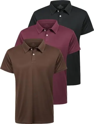 Produktbild: Star Vibe 3er Pack Polo Shirts männer polohemd atmungsaktive Herren Poloshirt Kurzarm funktions Poloshirt Herren Kurzarm Black/Wine Red/Coffee 3XL