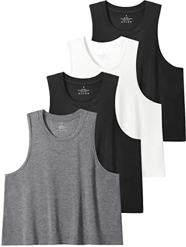 Produktbild: Star Vibe 4 Stücke Tank Top Crop Damen Gym Shirt Sport Crop Top Damen Fitness Tanktops & Träger-Tops Für Damen Black/White/Black/Grey XL