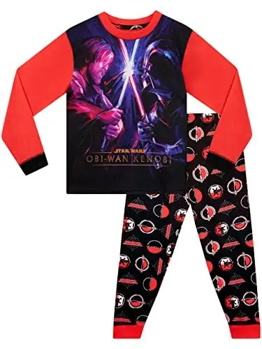 Produktbild: Star Wars Jungen Obi Wan Kenobi Schlafanzug Langärmelige Nachtwäsche für Kinder Rot und Schwarz 134