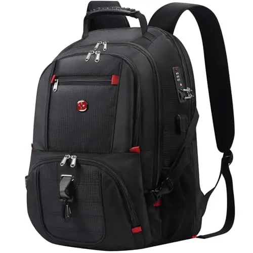Produktbild: star cloud Rucksack Herren, 17 Zoll Laptop Schulrucksack Arbeitsrucksack Reiserucksack, Wasserdicht Arbeitstasche Business Travel Backpack Men, Groß Schultasche für Arbeit Uni Reise Schul, Schwarz