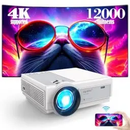 Produktbild: Staratlas Beamer,12000L Mini Projektor Full HD 1080P Video Beamer für iOS, Android, Windows, Bluetooth Mini Beamer 4K Unterstützt, Beamer Handy Kompatibel mit HDMI/USB/AV/Fire Stick/PS5 (Weiß-Grau)
