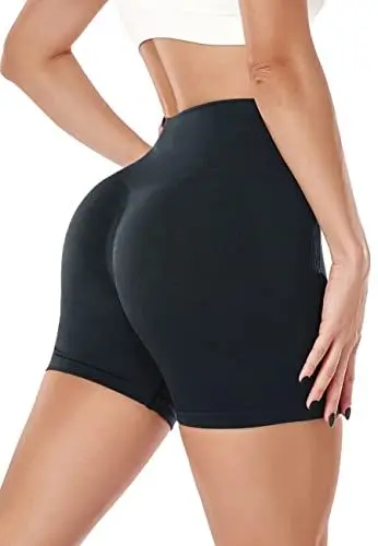 Produktbild: STARBILD Booty Boom Leggings Kurze Damen Sport Push Up, Nahtlos Scrunch Butt Yogahose Shorts Blickdicht, Hohe Taille Seamless Hose Sommer, R8190-Kurze-Schwarz XL