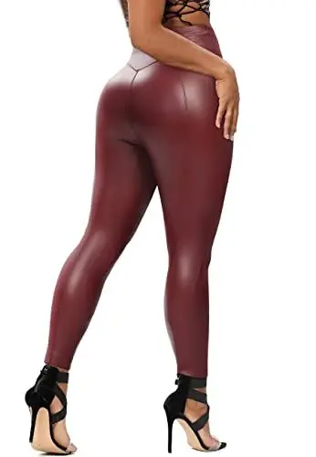 Produktbild: STARBILD Leggings aus Kunstleder, für Damen, sexy, schick, Push-Up, hohe Taille, Taschen, eng anliegend, Hose, PU, Fleece, Strumpfhose, Large