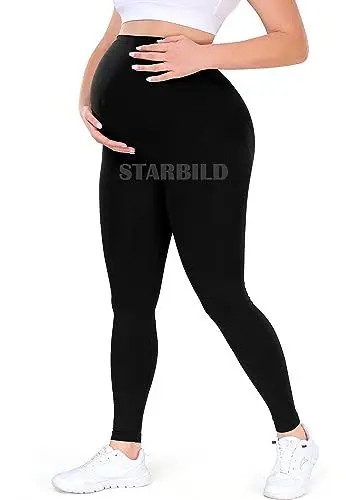 Produktbild: STARBILD Umstandsleggings Lang Damen, Umstandshose Blickdichte, Nahtlose Schwarz S