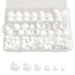 Produktbild: starfa lab 145 Stück Schutzkappen für Schrauben, Abdeckkappen für Muttern Schrauben Bolzen, Sechskant Schraubenabdeckung Kappen, Schutz für Schrauben M4 M5 M6 M8 M10 M12 (Weiß)