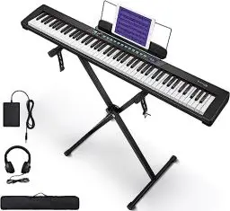 Produktbild: Starfavor Digital Piano Keyboard mit Halbgewichtet Klavier, E Piano 88 Tasten mit X Ständer, Sustain Pedal, and Carrying Case, Tragbar Electronic Keyboards für Anfänger Kinder SEK-88A