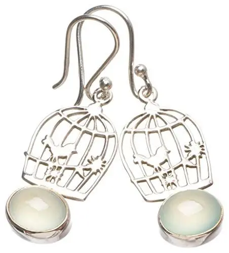 Produktbild: StarGems 925er Sterling Silber Chalcedony Einzigartig Handgefertigt Ohrringe 3,81cm Blue T4384