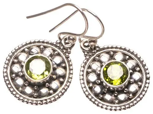 Produktbild: StarGems 925er Sterling Silber Peridot Einzigartig Handgefertigt Ohrringe 2,54cm Green T3027