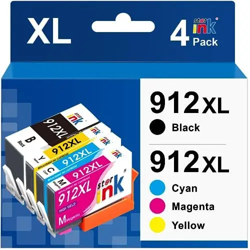 Produktbild: Starink 912 XL Kompatibel für 912 Druckerpatronen, 912XL Multipack, für OfficeJet Pro 8022 Patronen,8020 8022e 8023 8024 8025, Officejet 8010 Patronen Schwarz Magenta Gelb Cyan