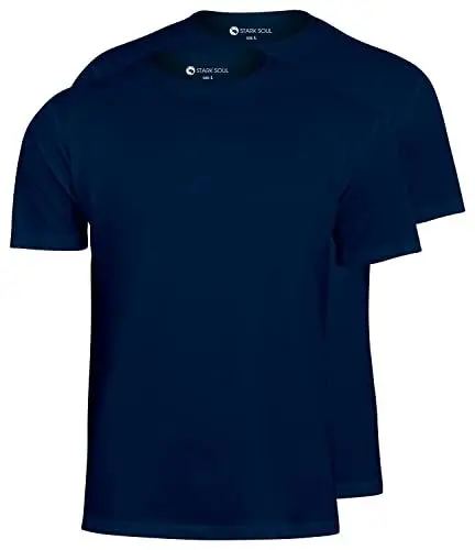 Produktbild: STARK SOUL® T-Shirt 2er Pack, Baumwolle, Rundhalsschnitt | Marineblau | Größe L