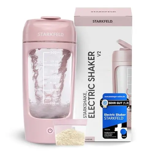 Produktbild: STARKFELD® STARKSHAKE® – Elektrischer Shaker Inkl. STARKPOD| Shake Mixer für klumpenfreie Eiweiß Shakes |7000 UPM| USB-C Schnellladen | 60+ Shakes pro Ladung |Protein Shaker Elektrisch |shake mixer