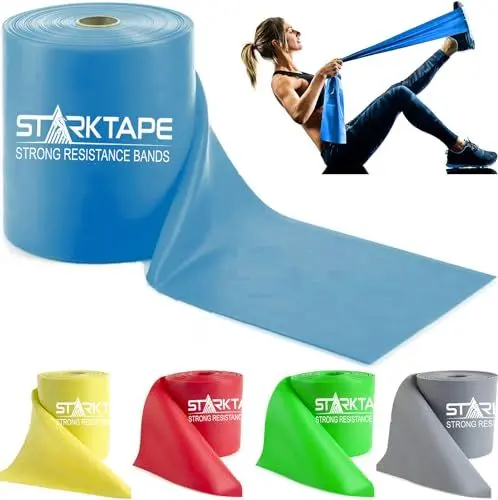 Produktbild: Starktape Resistance Bands Widerstandsbänder Latexfrei – Professional Fitnessbänder für Home-Training, Physiotherapie, Pilates, Krafttraining und Rehabilitation - 23 Meter Blau
