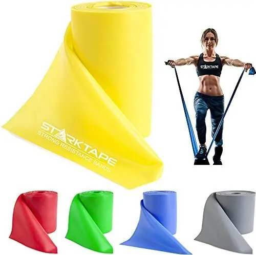 Produktbild: Starktape Widerstandsbänder, professionelle Rolle. Latexfreies elastisches Übungs-Fitnessband für Ober- und Unterkörper, Physiotherapie, Pilates, Reha, Yoga, Pilates, Heimtraining. Extra helles Gelb