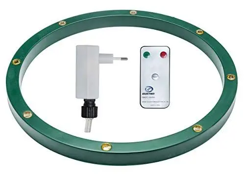 Produktbild: Star-Max 340R Ring für Christbaumständer mit 8 0,5 Watt warmweissen LED, Adapter für den Innenbereich mit Timerfunktion 44730 Std und Fernbedienung, grün