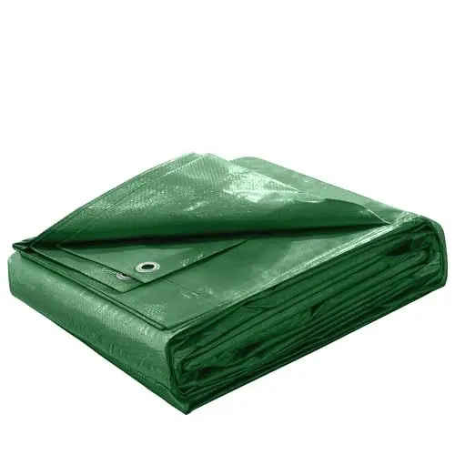 Produktbild: STARPYNG Planenabdeckung wasserdichte, 100g/m² strapazierfähige Poly-Planenabdeckung Geeignet für verstärkte Kanten von Dächern, Camping, Terrassen, Schwimmbädern (Grün, 6'x8' (1.8x2.4M))