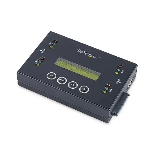 Produktbild: StarTech.com 1:1 Selbständige Festplatten Klonstation und Löscher, USB Stick und SATA HDD/SSD Disk Kloner und Löscher, LCD Bildschirm, TAA konform, OS unabhängig (SU2DUPERA11)