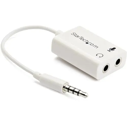 Produktbild: StarTech.com 3,5mm Klinke Audio Y-Kabel, Adapter für Headset, Mikrofon und Lautsprecher, Aux Kabel für Laptop und Ultrabooks, Stecker für Audio und Mic, in Weiß