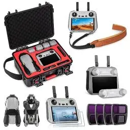 Produktbild: STARTRC Air 3 Zubehör Set,6 in 1 Wasserdichte Tasche,HD Glas, Filter, Propellerhalter,Lanyard-Umhängeband,Joystick-Schutz für DJI Air 3 Drohne