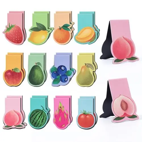 Produktbild: Staruby 24 Stück Magnetische Lesezeichen für Kinder, Assortiertes Set Niedlicher Lesezeichen Clips für Lehrer, Schüler, Frauen und Bücherliebhaber, Seitenmarkierer für Schule, Büro und Obst