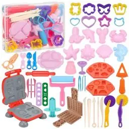 Produktbild: Starvortex 52 Stück Knete Zubehör, ABS Material Play Doh Zubehör Set, Knetwerkzeug für Kind, Küchenkreationen Burger Nudeln Playdoh Knetset, Knetzubehör Phantasie Anregen Geschenk mit Aufbewahrungsbox