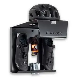 Produktbild: Stasdock Fahrrad Wandhalterung - Rennrad Halterung Wand Träger (Happy Black) Fahrradträger für Zuhause - Fahrradwandhalter auch für Helm Patronen und Schuhen