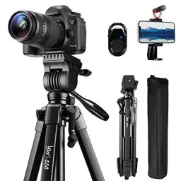 Produktbild: Stativ 152 cm Kamera Stativ für iPhone/Telefon, Fluidkopf Reisestativ für Canon Nikon Sony DSLR Videokamera, Universal-Telefonhalterung & drahtlose Fernbedienung, tragbare Tasche für Fotografie