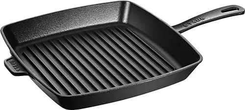 Produktbild: STAUB Amerikanische Grillpfanne aus emailliertem Gusseisen, 30 cm, Für alle Herdarten inkl. Induktion & Backofen, Schwarz