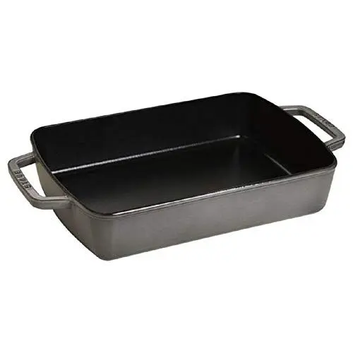 Produktbild: STAUB Ofenform/Servierplatte/Auflaufform, rechteckig mit 2 Griffen, 30x20 cm, 3,1 L, Gusseisen, Für alle Herdarten inkl. Induktion & Backofen, Graphitgrau