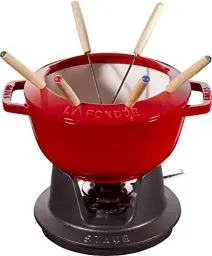 Produktbild: STAUB Fondue Set mit 6 Gabeln, Gusseisen, 20 cm, 2,3 l, Geeignet für Käse- Schoko- und Fleisch-Fondue, Kirschrot
