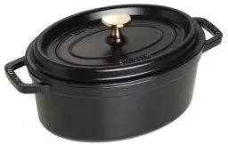 Produktbild: STAUB Gusseisen Bräter/Cocotte, Oval 23 cm, 2,35 L, Aromaregen Funktion für optimale Befeuchtung, Für alle Herdarten inkl. Induktion & Backofen, Schwarz