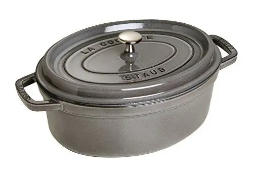 Produktbild: STAUB Gusseisen Bräter/Cocotte, Oval 27 cm, 3,2 L, Aromaregen Funktion für optimale Befeuchtung, Für alle Herdarten inkl. Induktion & Backofen, Graphitgrau