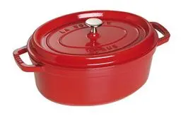 Produktbild: STAUB Gusseisen Bräter/Cocotte, Oval 29 cm, 4,25 L, Aromaregen Funktion, Für alle Herdarten geeignet, Kirschrot