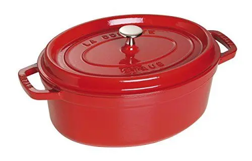 Produktbild: STAUB Gusseisen Bräter/Cocotte, Oval 29 cm, 4,25 L, Aromaregen Funktion, Für alle Herdarten geeignet, Kirschrot