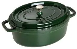 Produktbild: STAUB Gusseisen Bräter/Cocotte, Oval 29 cm, 4,25 L, Aromaregen Funktion, Für alle Herdarten geeignet, Basilikum/Grün