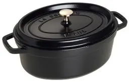 Produktbild: STAUB Gusseisen Bräter/Cocotte, Oval 29 cm, 4,25 L, Aromaregen Funktion, Für alle Herdarten geeignet, Schwarz