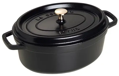 Produktbild: STAUB Gusseisen Bräter/Cocotte, Oval 29 cm, 4,25 L, Aromaregen Funktion, Für alle Herdarten geeignet, Schwarz